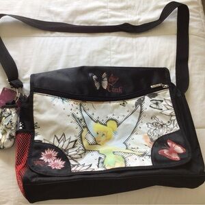 Disney Black, White and Yellow Tinker Bell Crossbody Messenger Bag